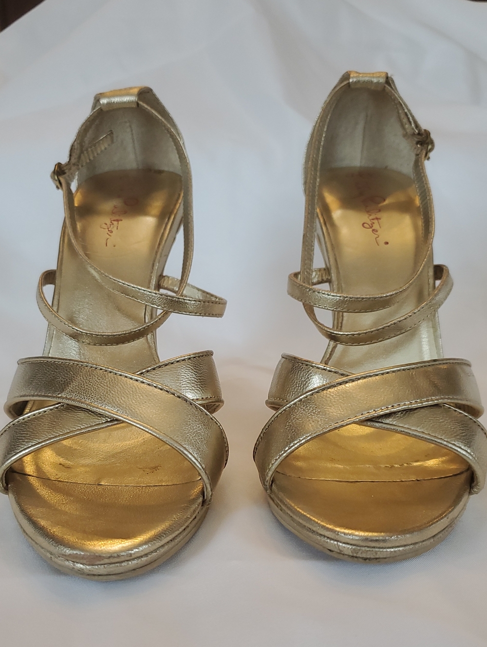 Lily Pulitzer Strappy Heels Gold Sandals Size 7 - Picture 10 of 13